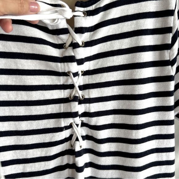 Crown & Ivy Navy & White Striped Lace-Up Back Shift Dress | Size Extra Large - Picture 8 of 9